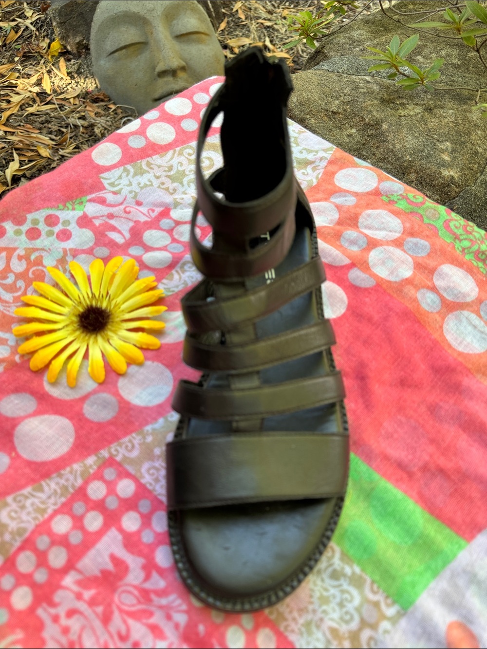 🌞 STRATEGIA; Black Leather Italian Designer Gladiator Sandals; Women’s Size 9! - Picture 11 of 15